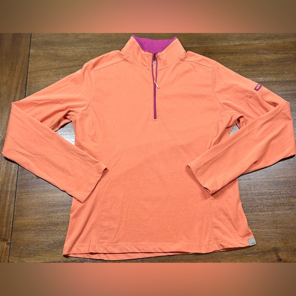 Horny Toad Women’s Size L Long Sleeve Lightweight 1/4 Zip Tangerine Pullover - Picture 1 of 5